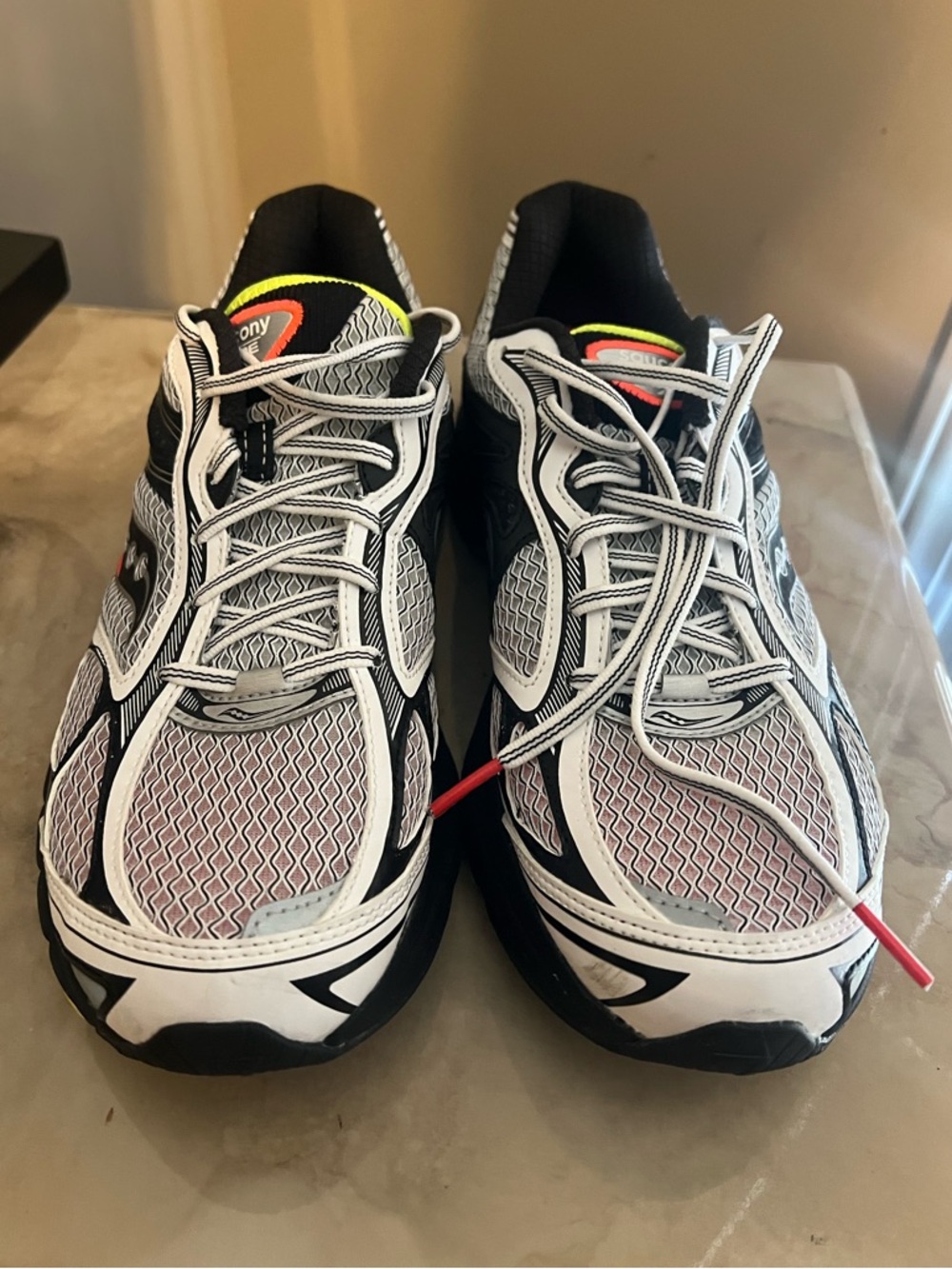 Saucony Men's Athletic Shoes - Black, White & Red Accent